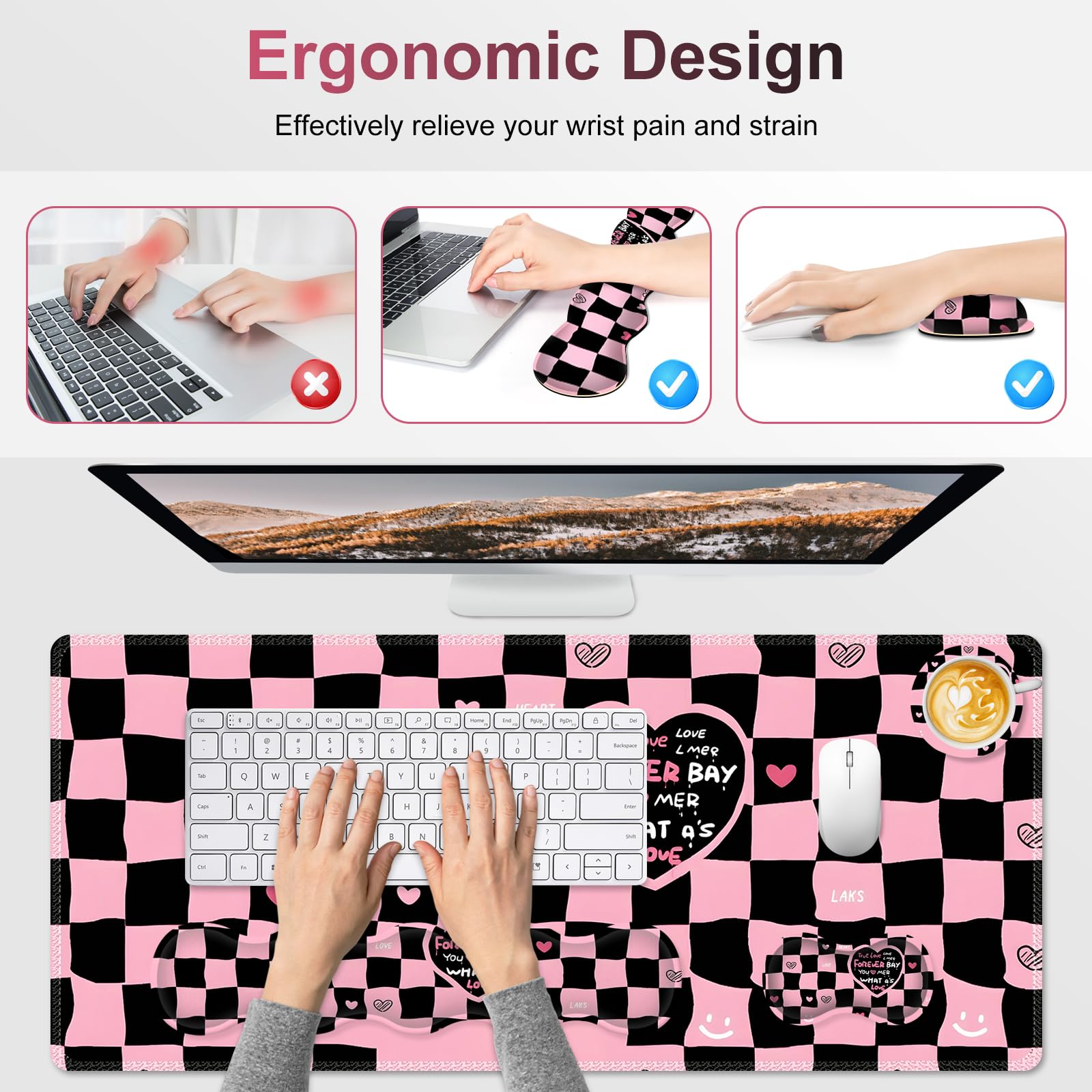 NXZGO Desk Mat Gaming Mouse Pad, Cute Desk Matt Keyboard Wrist Rest for Desktop, Anti-Slip Big