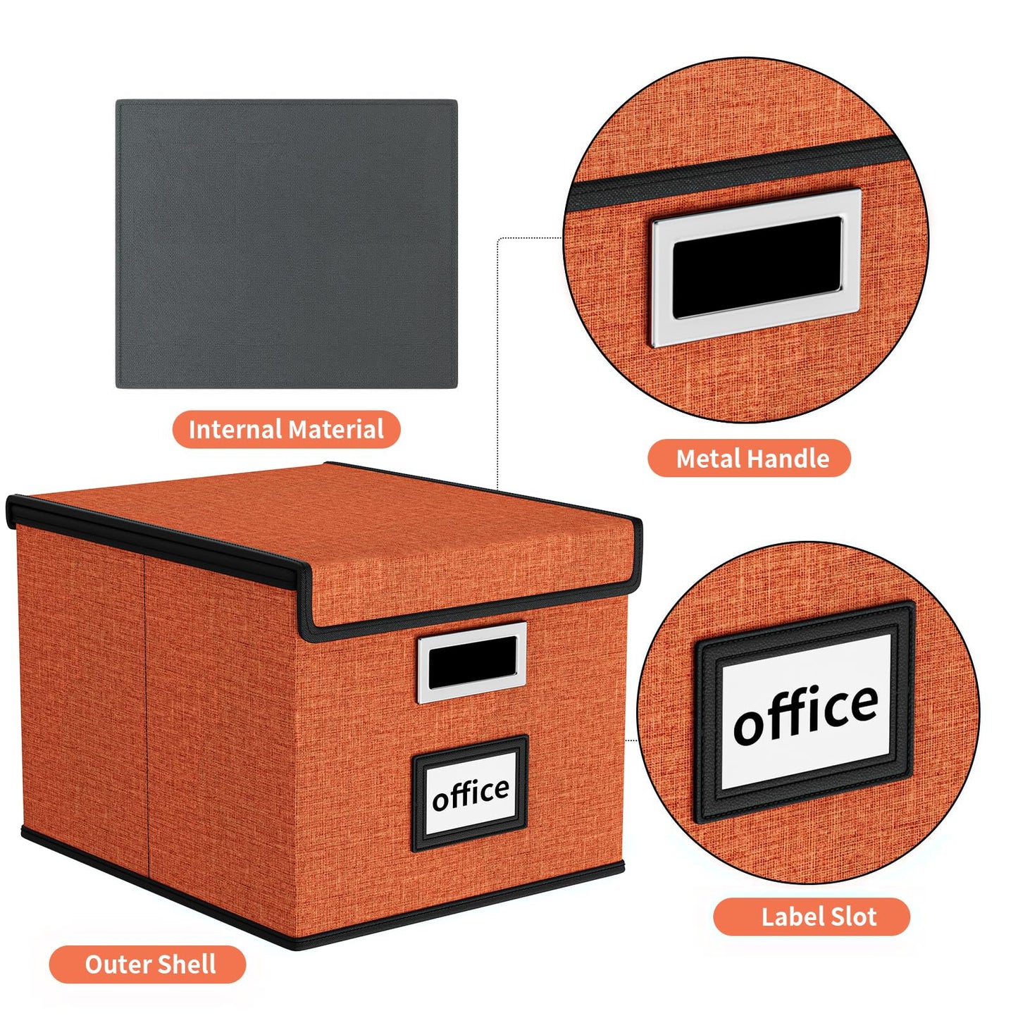Huolewa File Organizer Box with Lids, Collapsible File Folder Organizer