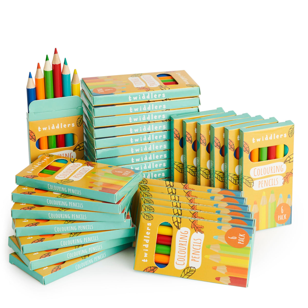THE TWIDDLERS 30 Pack Mini Colored Pencils - 6 Pencils per box - 180 Bulk Mini Coloring Pencils for
