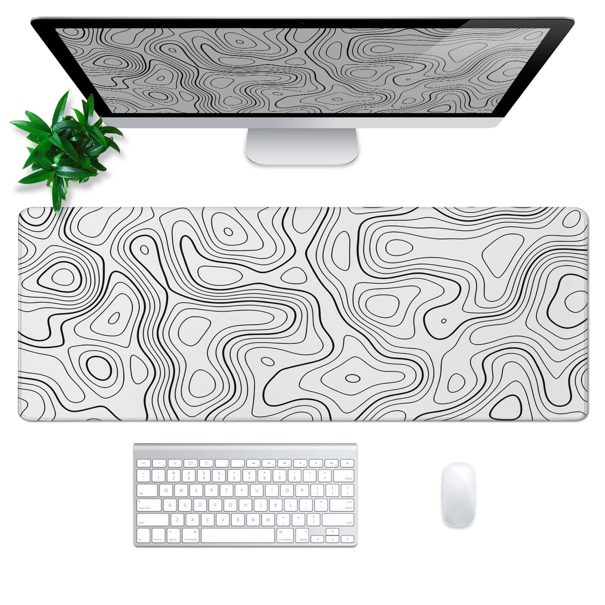 Topographic Contour Gaming Mouse Pad White Large Mouse Pad for Keyboard and Mousepad Desk Mat with