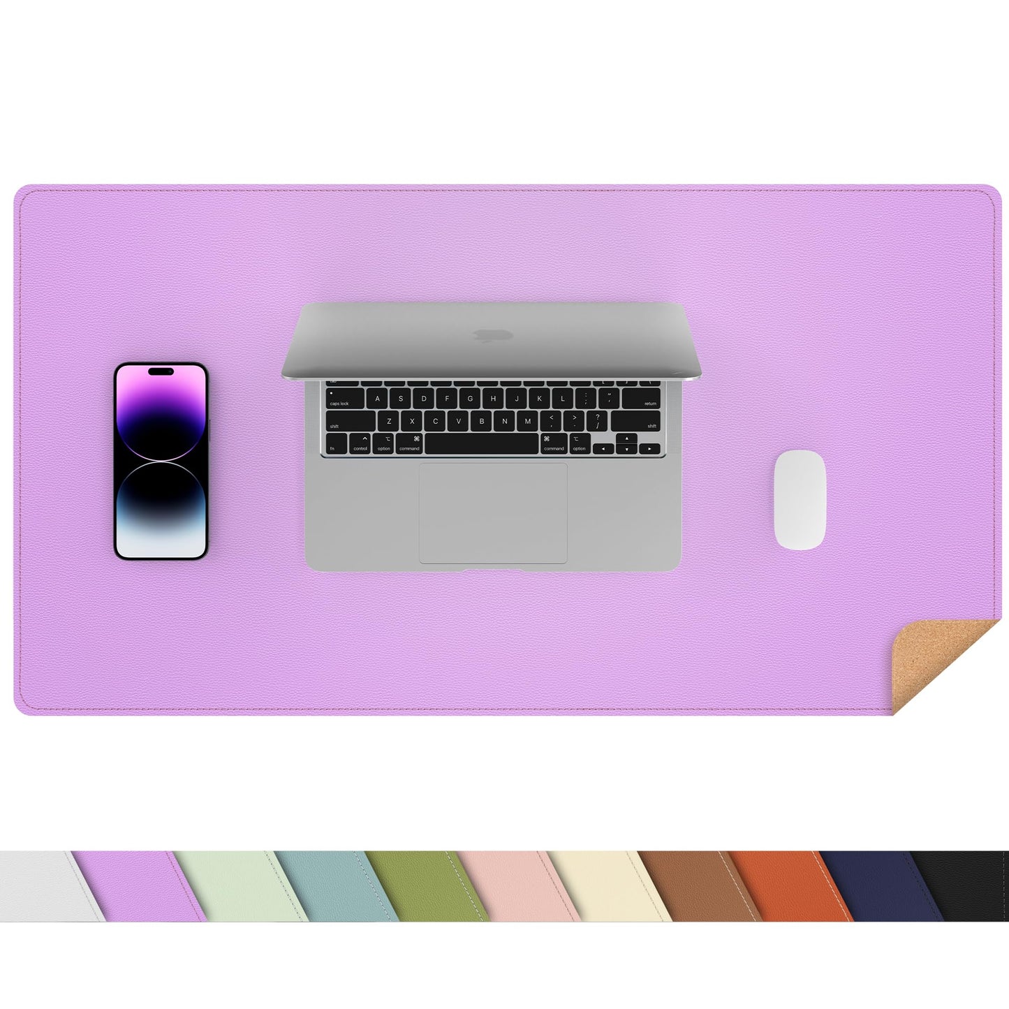 AFIING Cork Desk Mat 35.4" x 17", Dual-Sided Natural Cork & PU Leather Desk Pad, Non-Slip