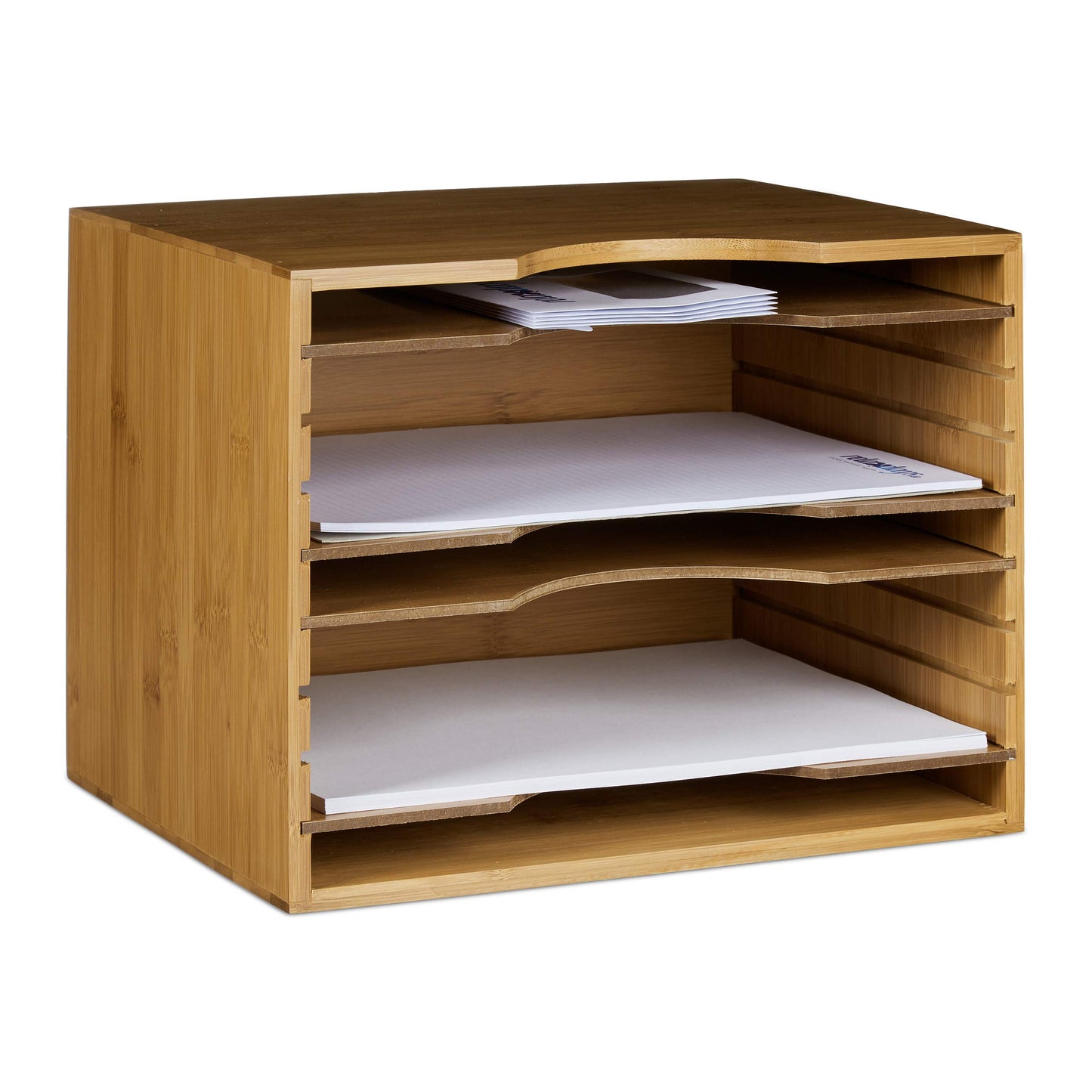 Relaxdays Bamboo File Holder, Size: 26.5 x 33.5 x 24.5 cm Storage System Desk Organizer Document