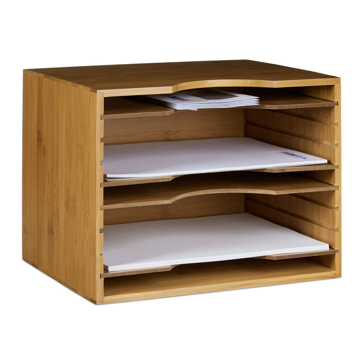 Relaxdays Bamboo File Holder, Size: 26.5 x 33.5 x 24.5 cm Storage System Desk Organizer Document