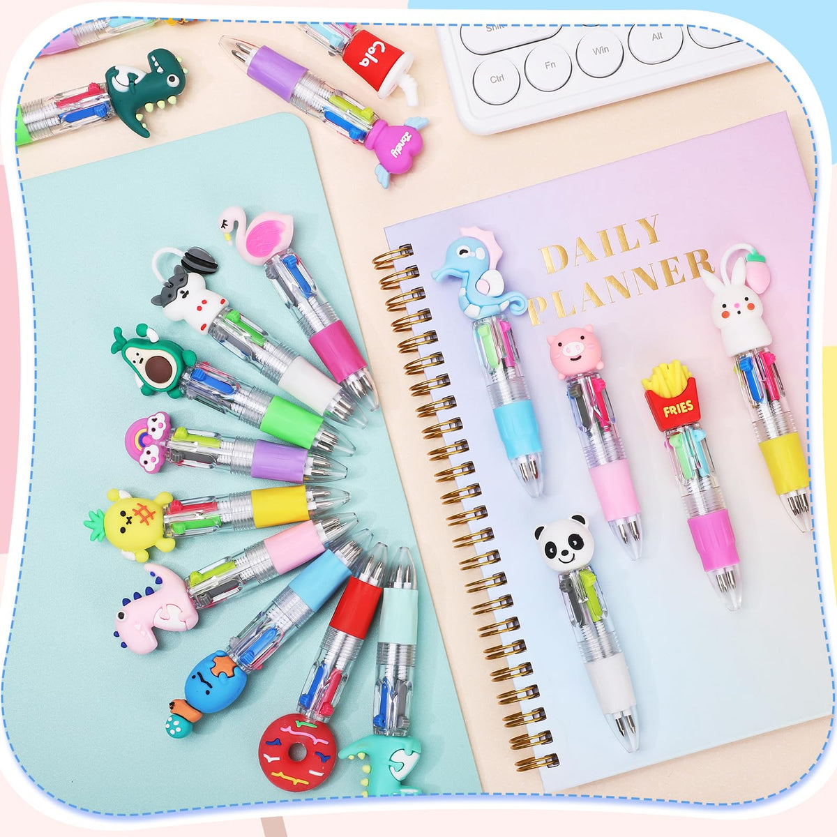 BESARME 48 Pack Multicolor Fun Pens, Halloween Goodie Bags Stuffer for Kids