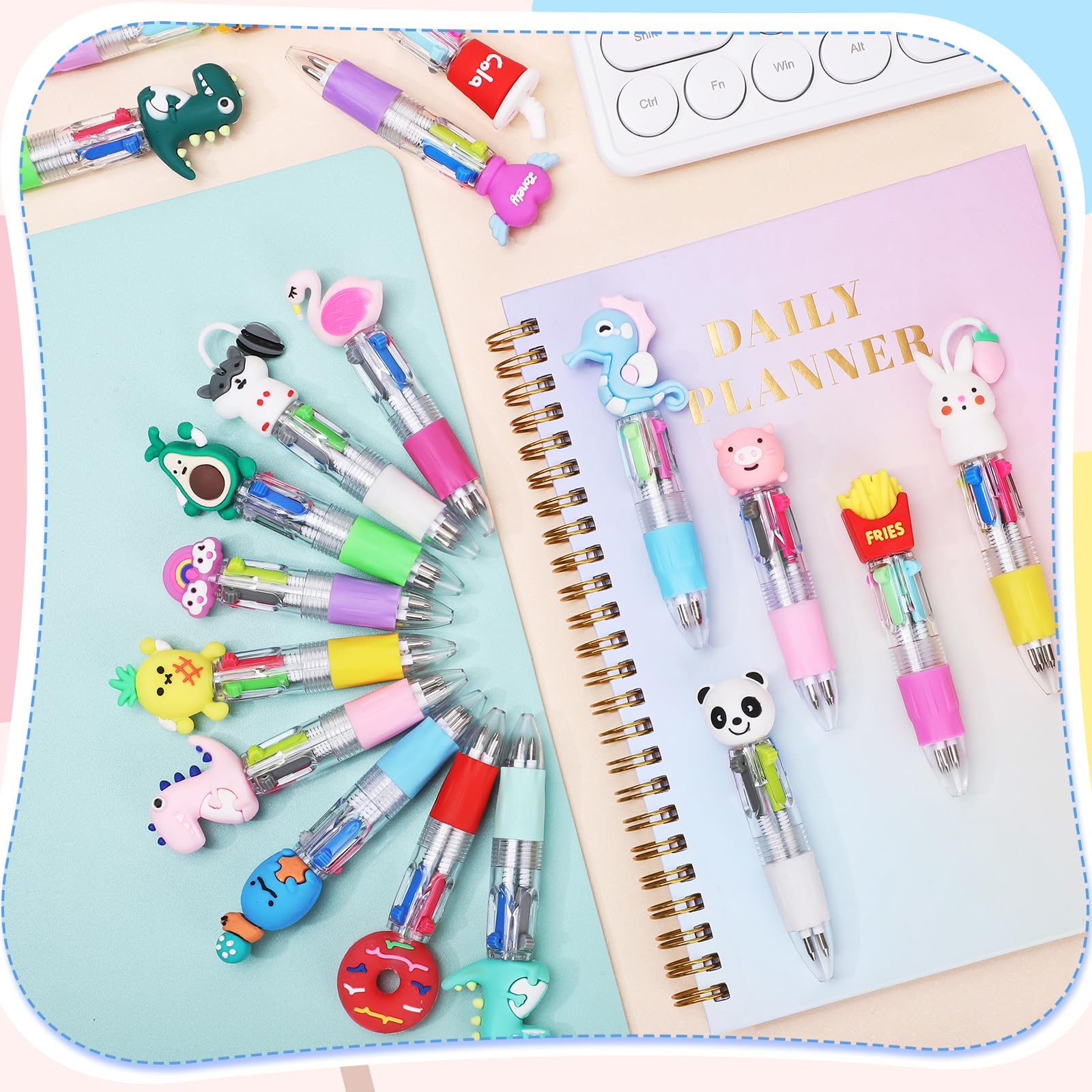 BESARME 48 Pack Multicolor Fun Pens, Halloween Goodie Bags Stuffer for Kids