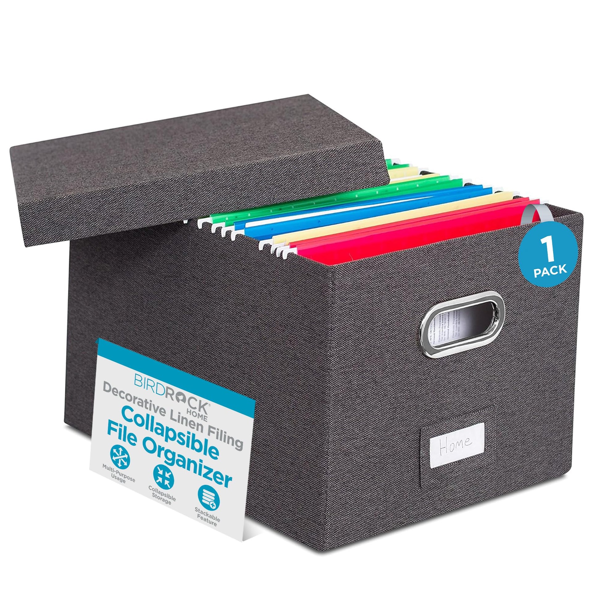 Internet's Best Collapsible File Storage Organizer | Decorative Linen Filing & Storage Office Box |