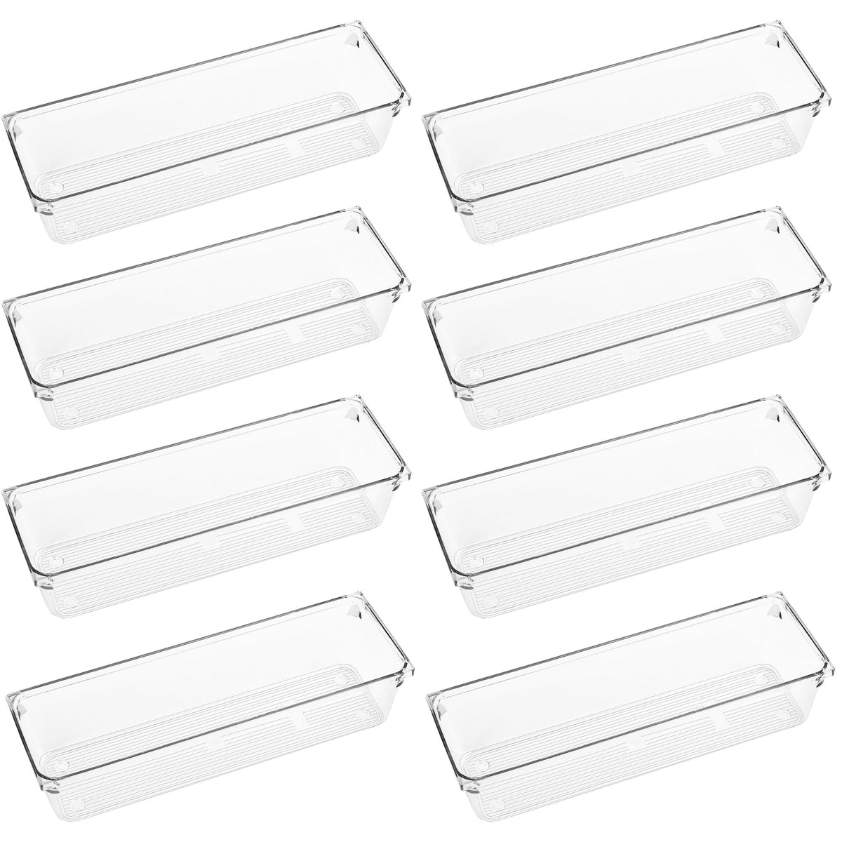LotFancy 8 Pack Clear Plastic Drawer Organizer Bins, Small Item Organizers