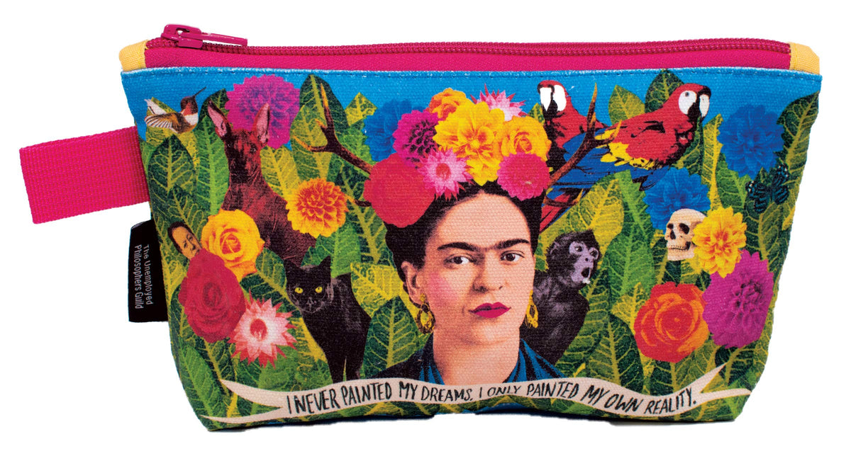 The Unemployed Philosophers Guild Frida Kahlo Bag - 9" Canvas Art Themed Zipper Pouch for Pencils