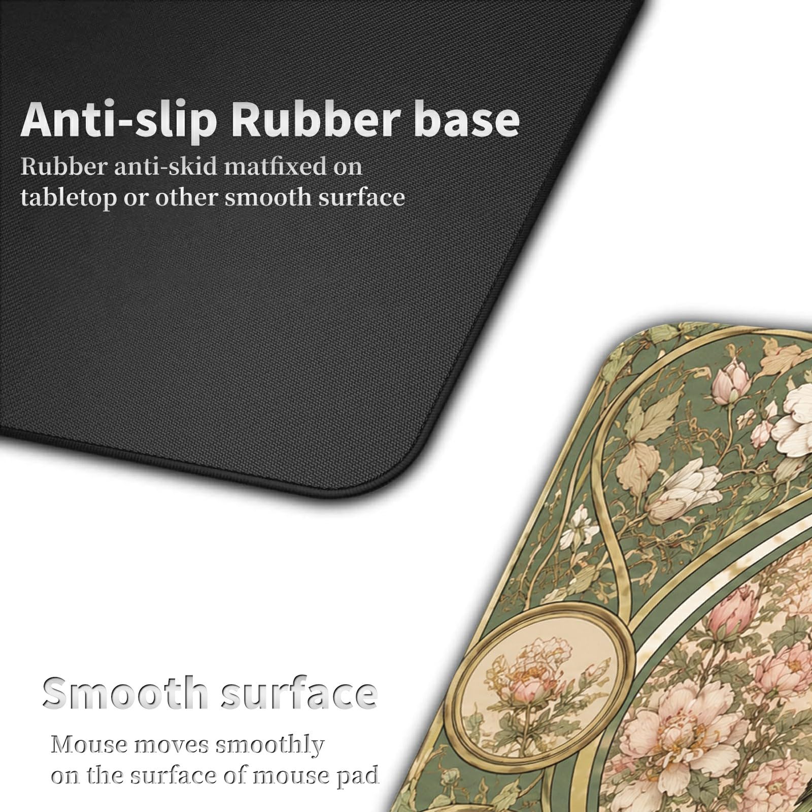 Vintage Floral Birds Large Mouse Pad, 31.5 x 11.8 in Extended Desk Mat