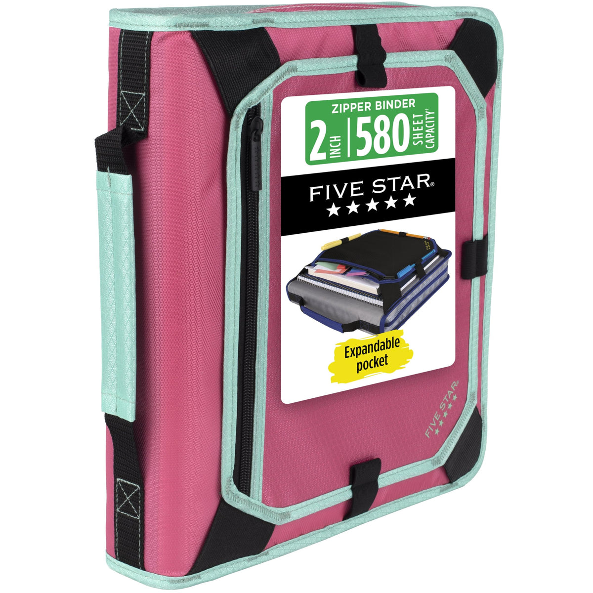 Five Star Zipper Binder 2 Inch O-Rings Case Organiser with Expansion Panel and 5-Tab Expanding File