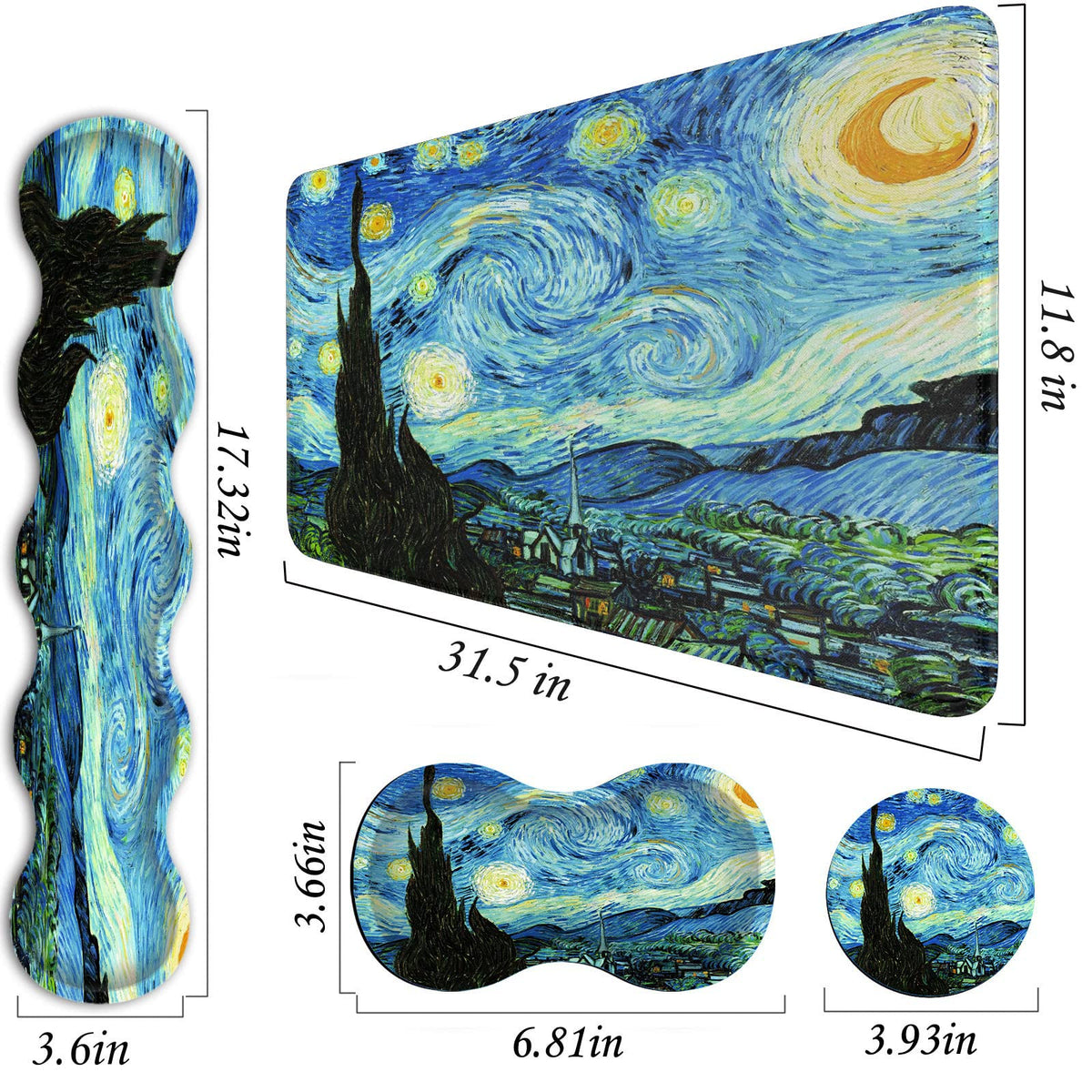 FGDRFGRW Mouse Pad Set,(31.5×11.8 in) Desk Pad + Keyboard Wrist Rest Support + Mouse Wrist Rest +