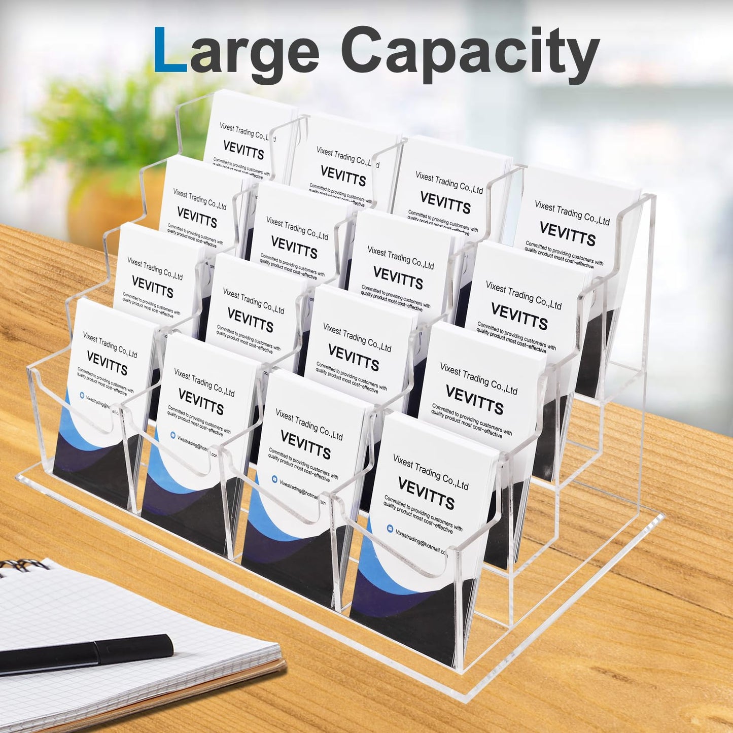 Clear Vertical Business Card Holder for Desk, Office Acrylic Business Card Display Holder Desktop
