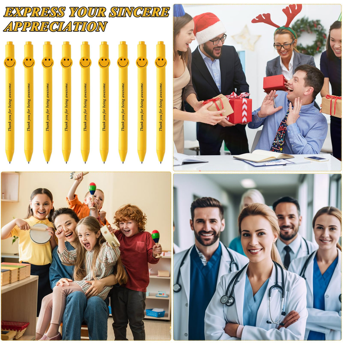 Fuutreo 50 Pcs Funny Pens Employee Appreciation Gifts, Thank You