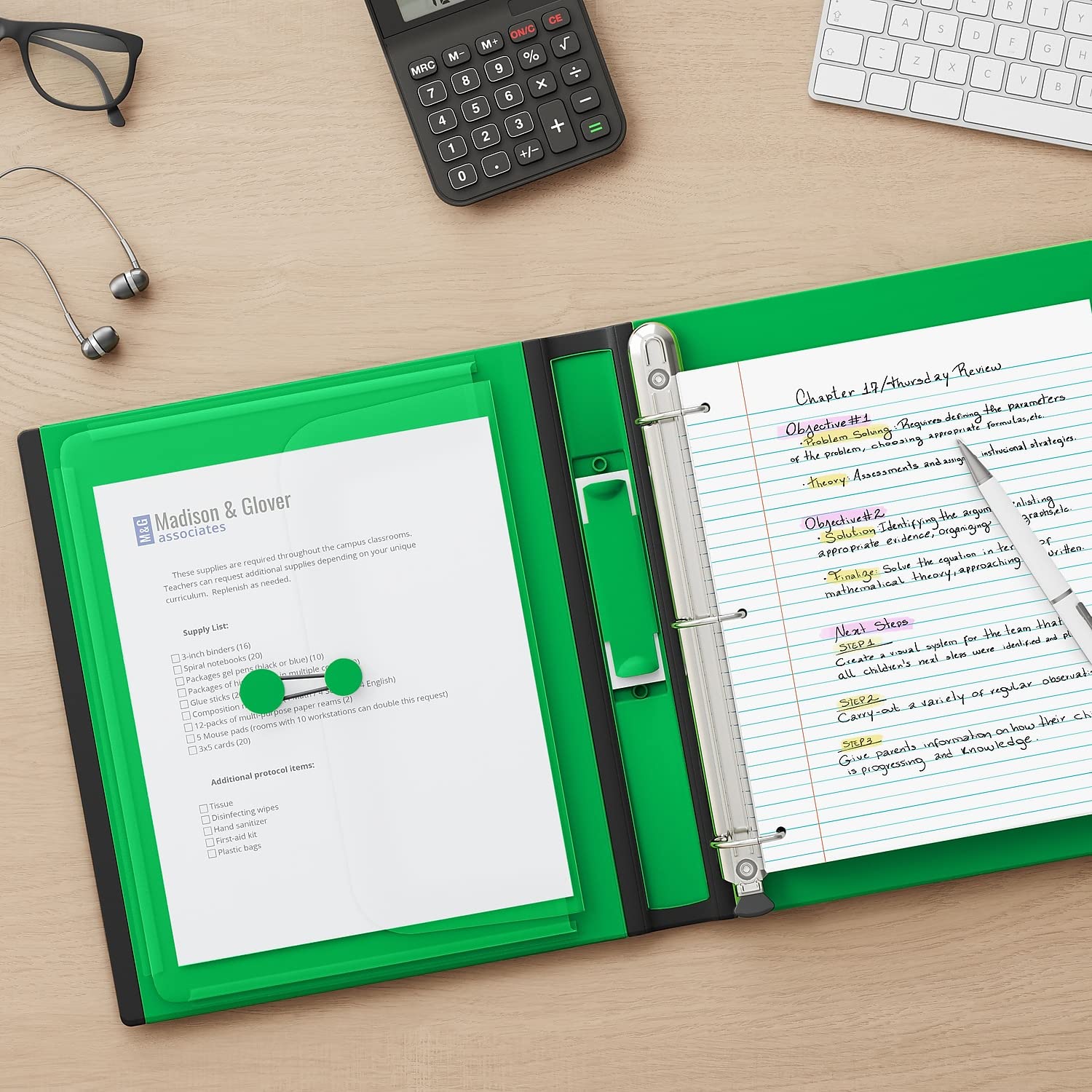 Staples Better Binder, 1.5 Inch D-Ring, Green, 400 Sheets, 3-Pack