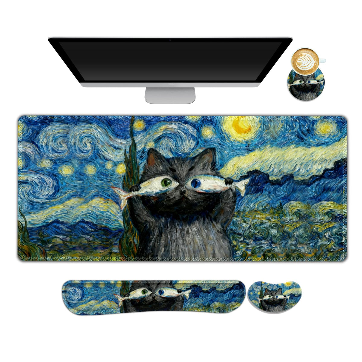 DINKY Keyboard Mouse Pad Set, Large Gaming Mouse Pad +Keyboard Wrist Rest +Mousepad with Wrist