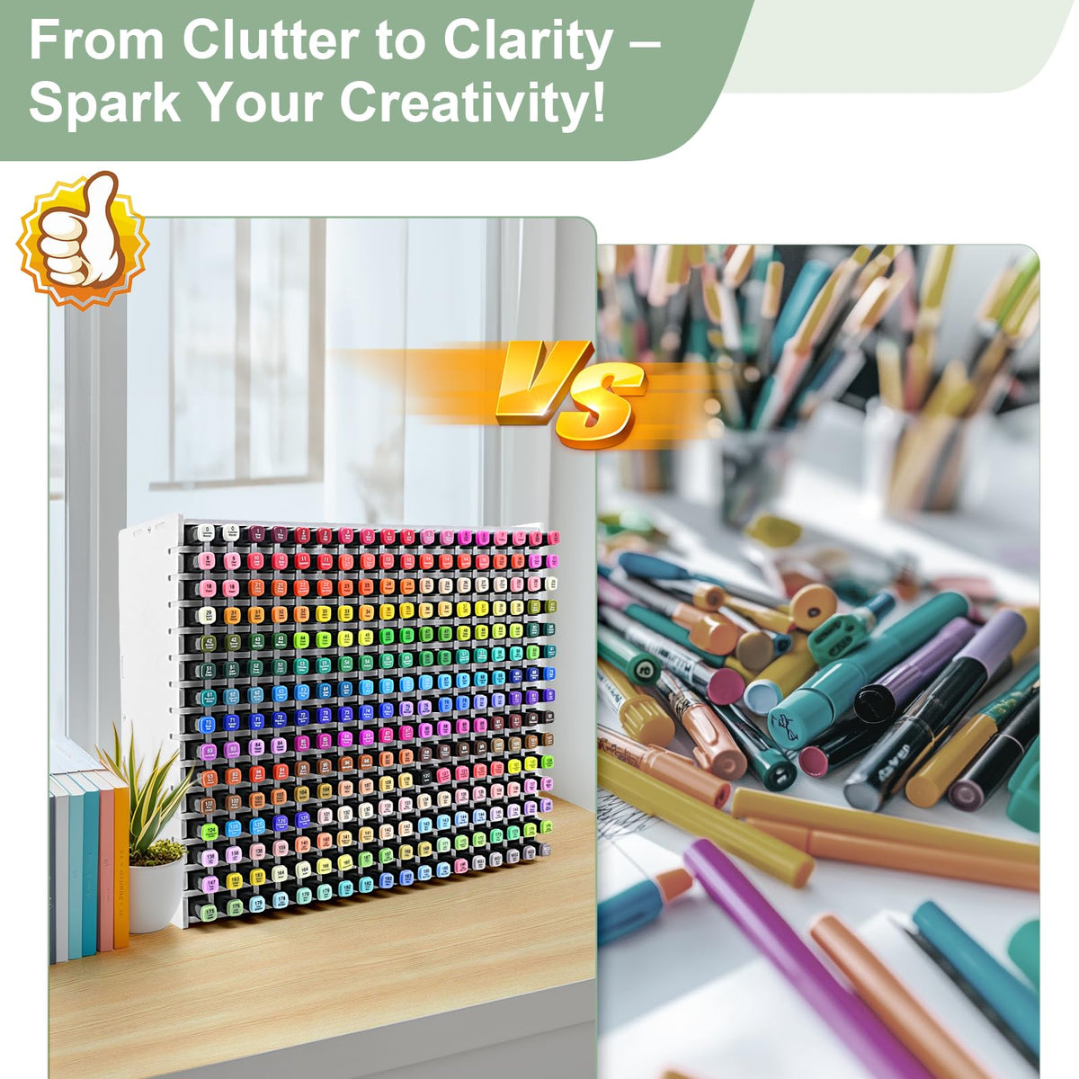 LOSADY Marker Organizer, 270-Slot Marker Holder with Adjustable Dividers