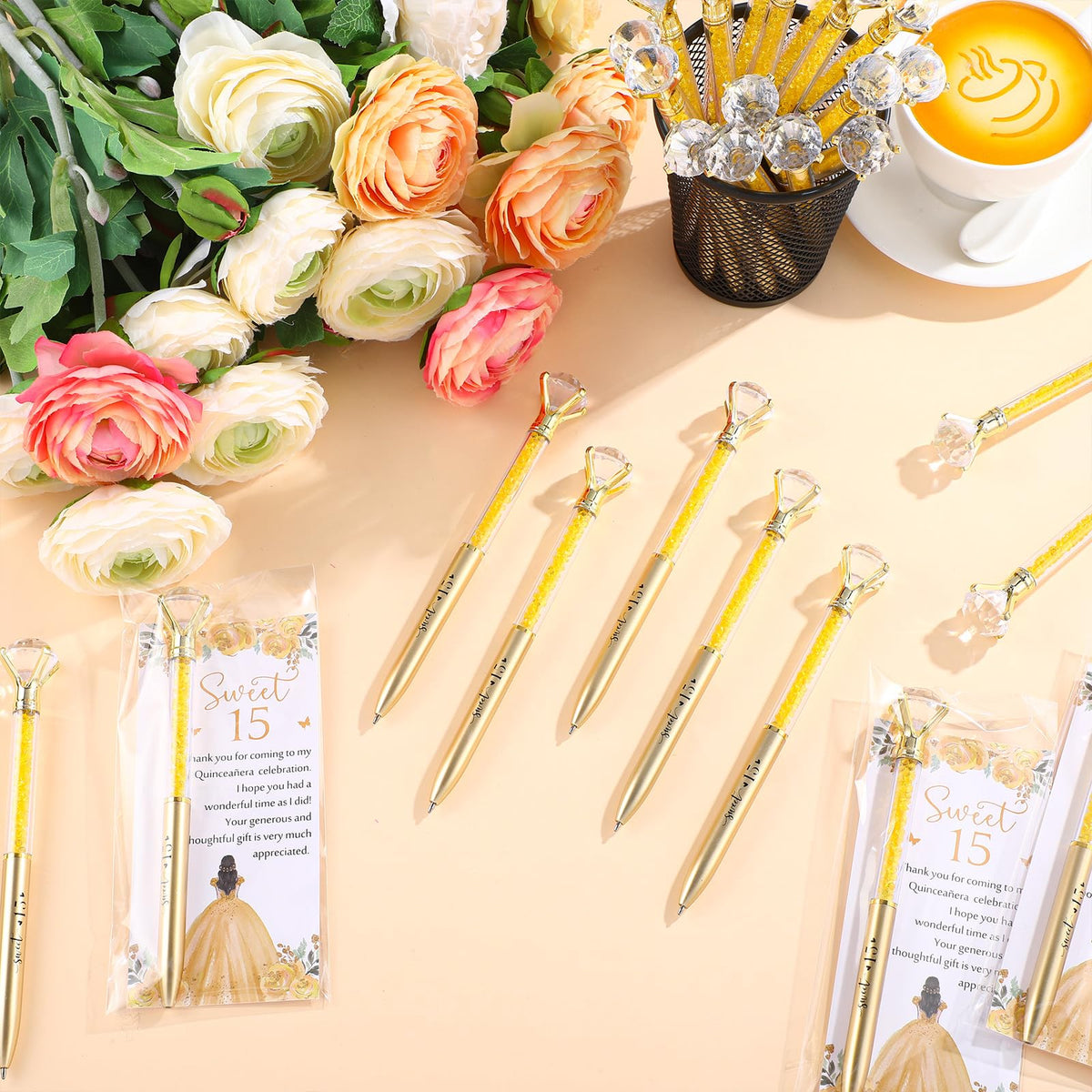Sayglossy 30 Set Quinceanera Party Favor Sweet Gift, 15th, Gold