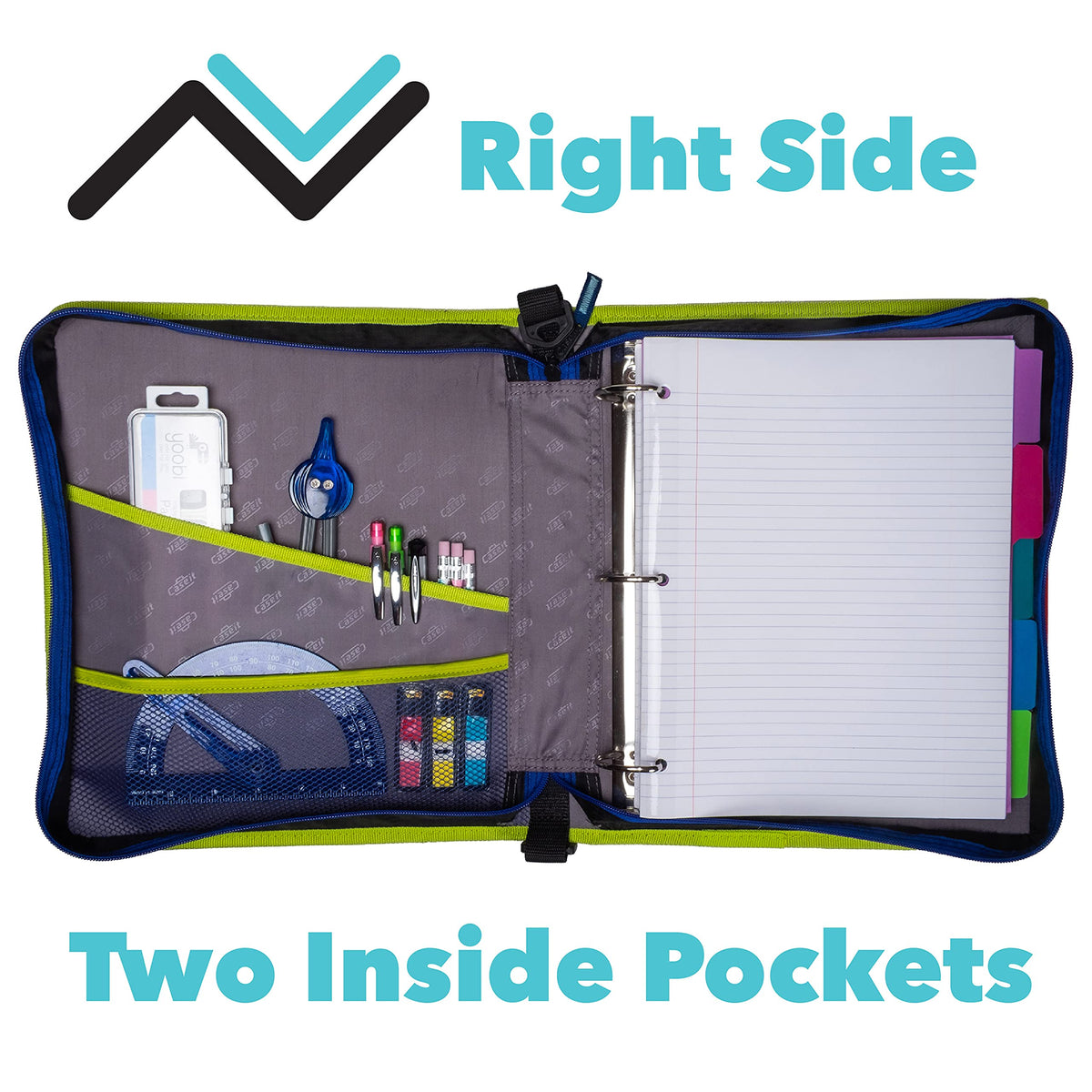 Case-it The Z Shape Zipper Binder - Two Binders in One - Double Sided 1.5 Inch D-Ring - Multiple