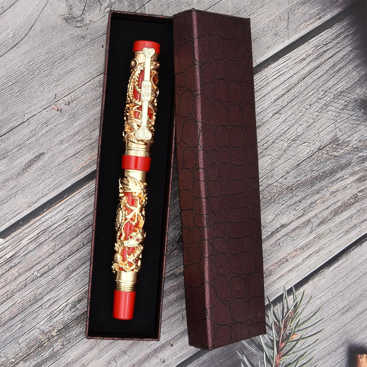 zoohot Fountain Pen Jinhao Chinese Dragon Heavy Pen, Golden