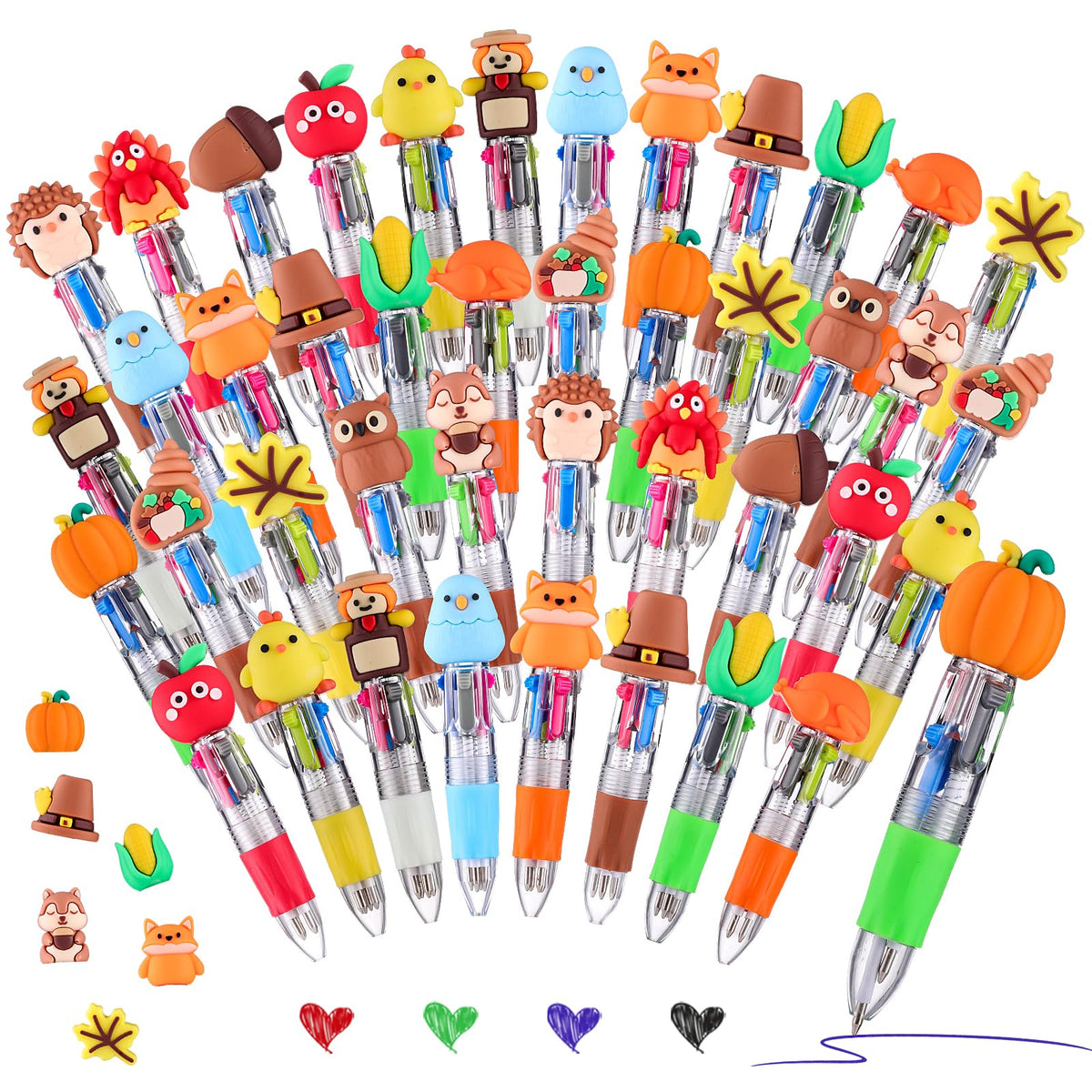 BESARME 48 Packs Multicolor Pen in One Ballpoint Pens Bulk for Birthday Children's Party Classroom