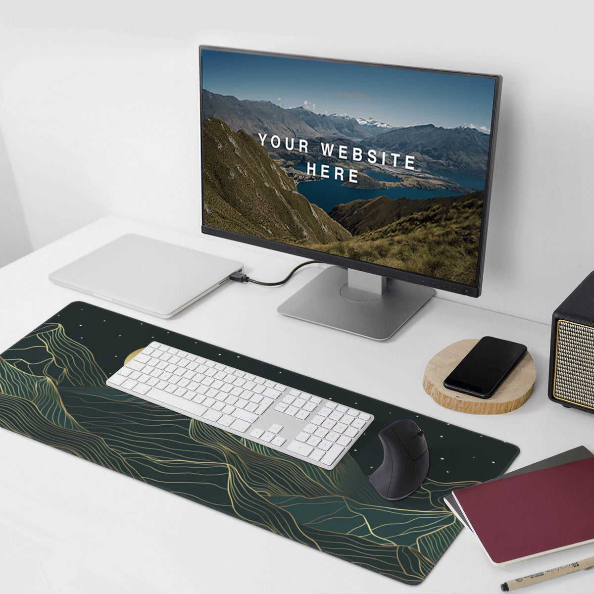 BEYIMEN Mountain & Moon Large Gaming Mouse Pad, 35.4 x 15.7 in