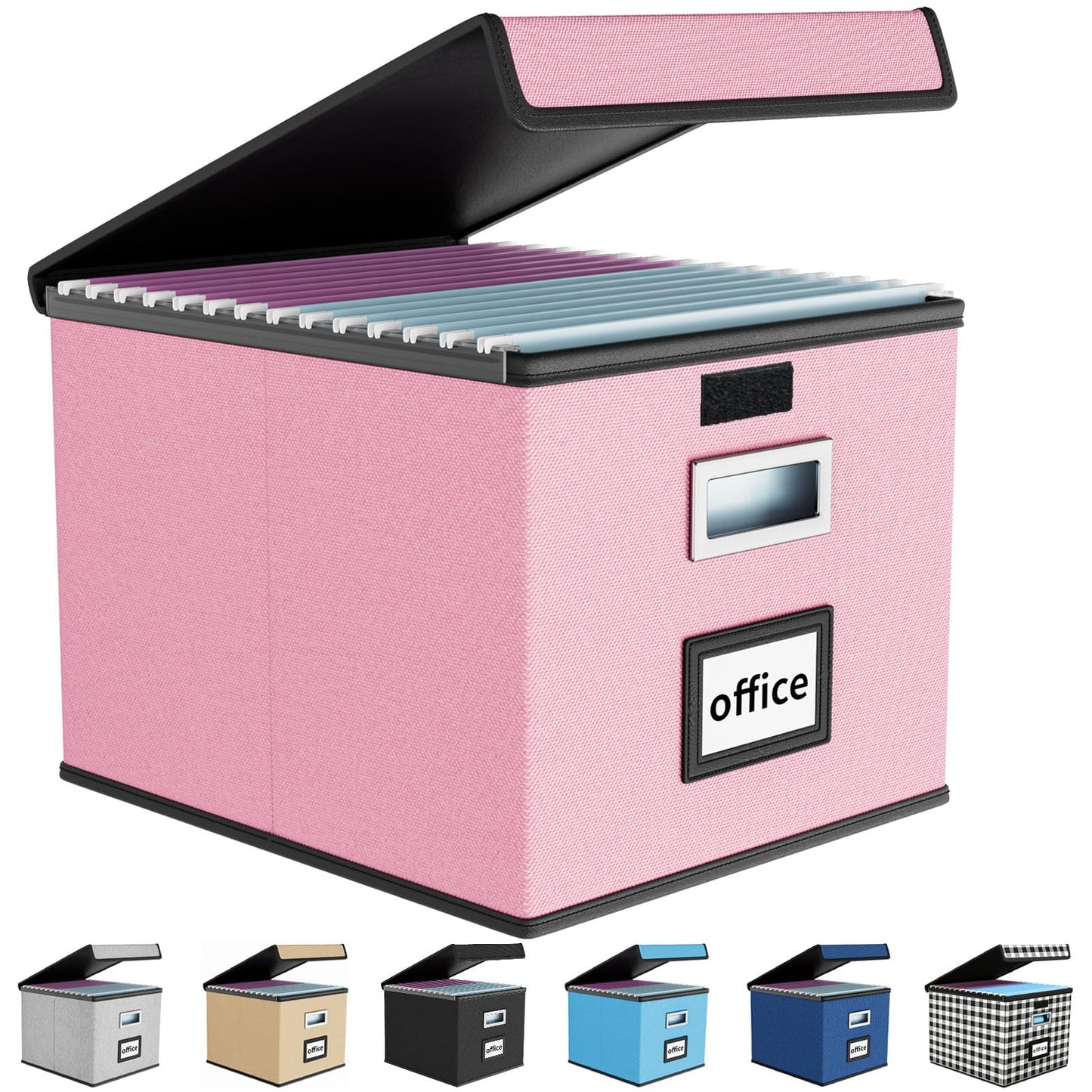 Huolewa File Organizer Box with Lids, Collapsible File Folder Organizer