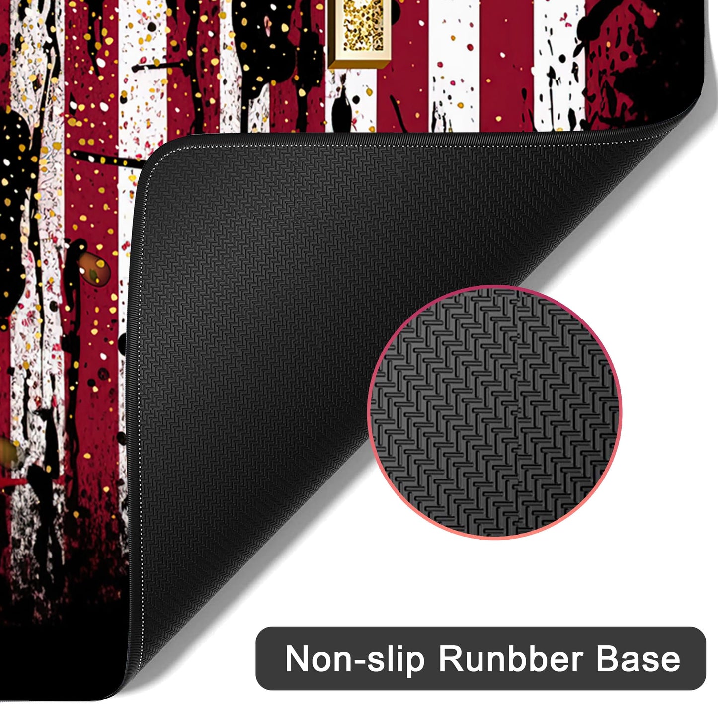 AOWULA Desk Mat,American Flag Jesus Cross Mouse Pad Large Gaming for Desk,Non-Slip Rubber Base