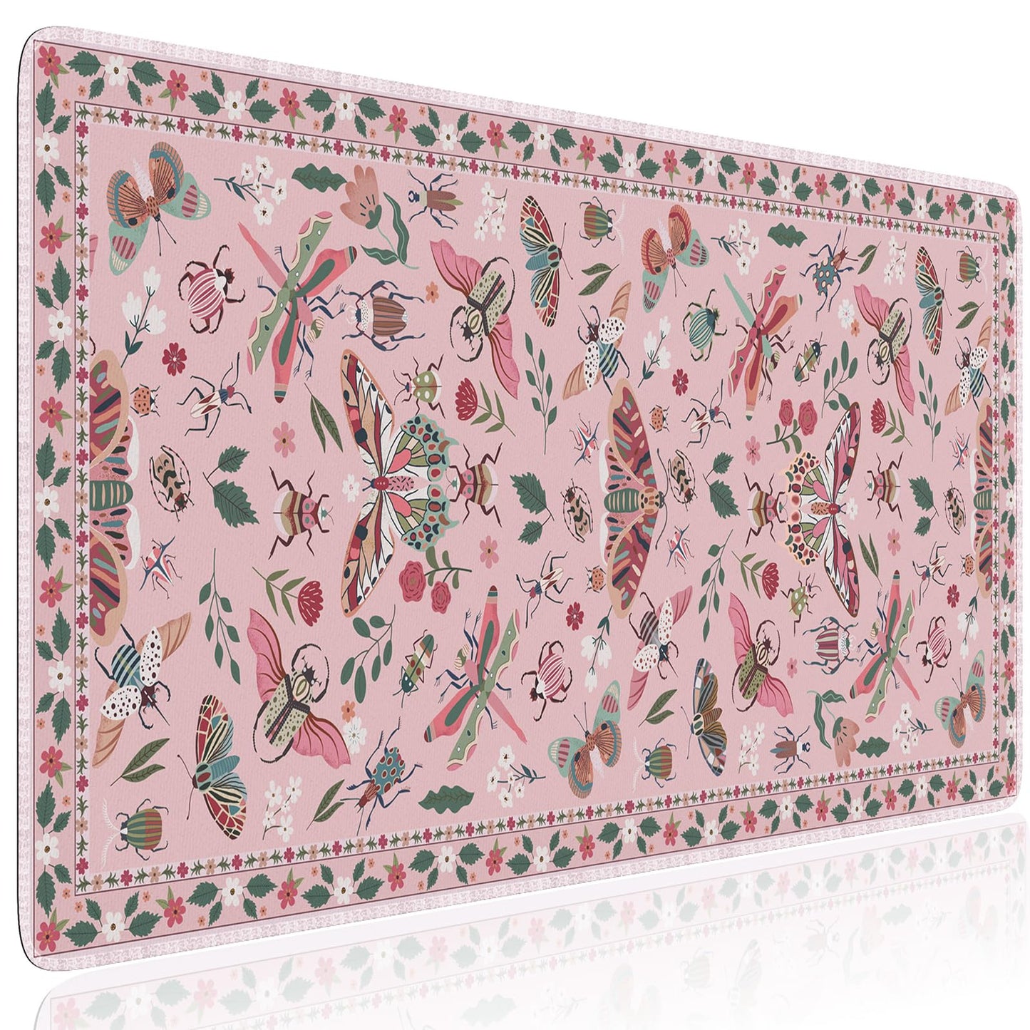 HAOCOO Cute Desk Mat for Women, Pink Keyboard and Mouse Pad for Desk