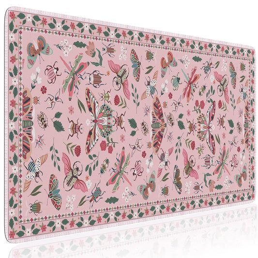 HAOCOO Cute Desk Mat for Women, Pink Keyboard and Mouse Pad for Desk