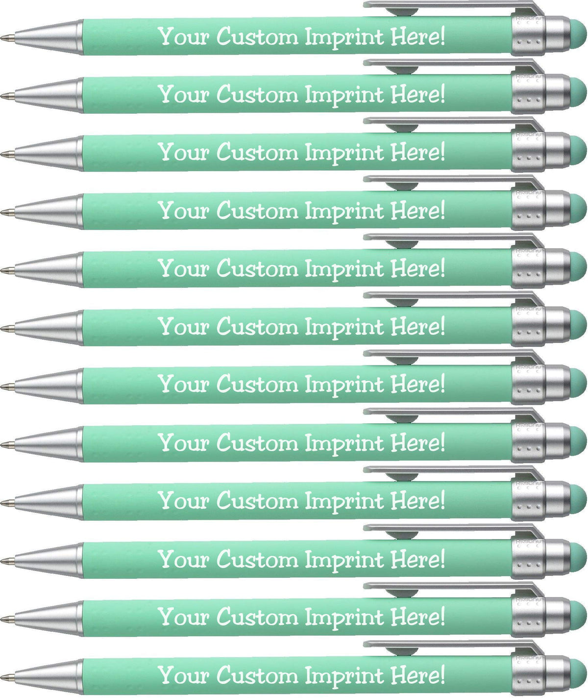 ExpressDesigns™ - Pastel Custom Pens with Stylus - Soft Touch Design - Personalized Metal Frame