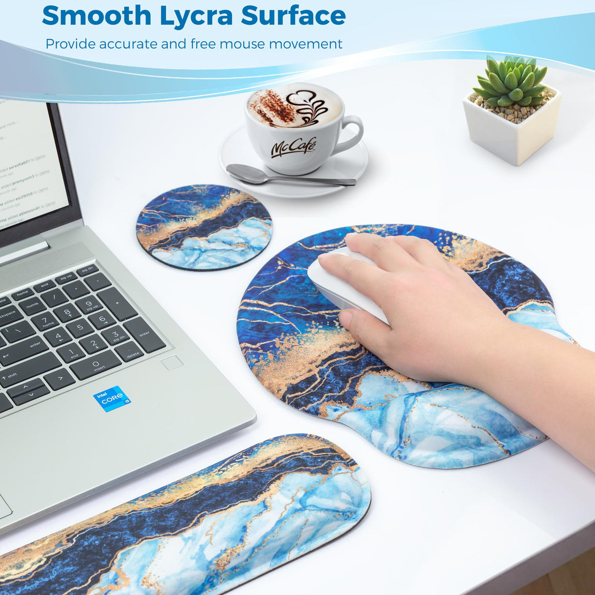 Wiabsi Mouse Pad and Keyboard Wrist Rest Support,Ergonomic Mouse Pad Set