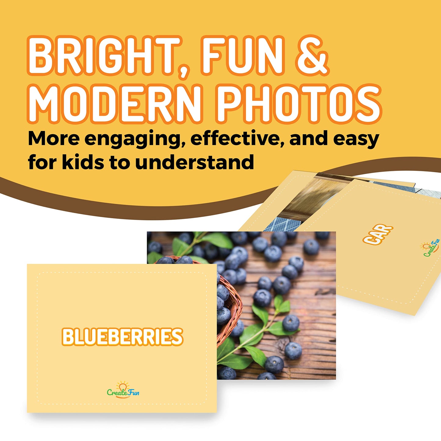 CreateFun 50 Noun Flash Cards, Fun Vocabulary Builder for Speech Therapy