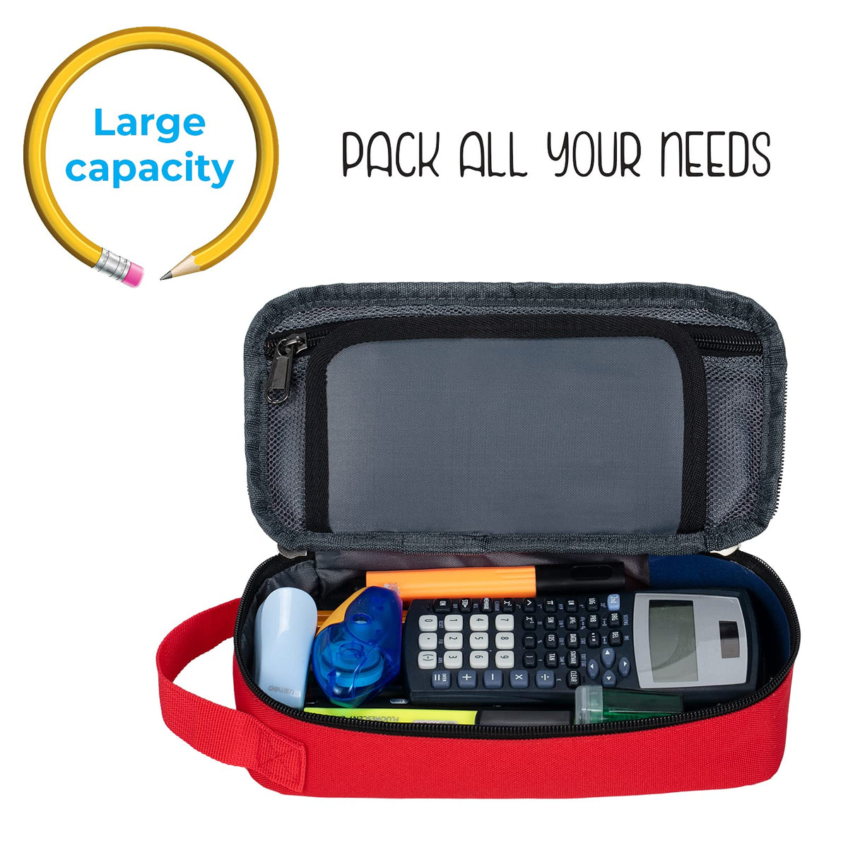 ECHSRT Large Pencil Case, Aesthetic Pen Pouch with Big Capacity, Minimalist Portable Stationery Bag