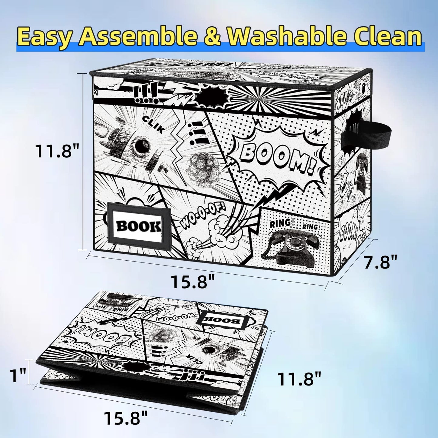 YNSZAS 5 Pack Collection Comic Book Storage Boxes, Protector Organizer 15.8" X 7.8" X 11.8"