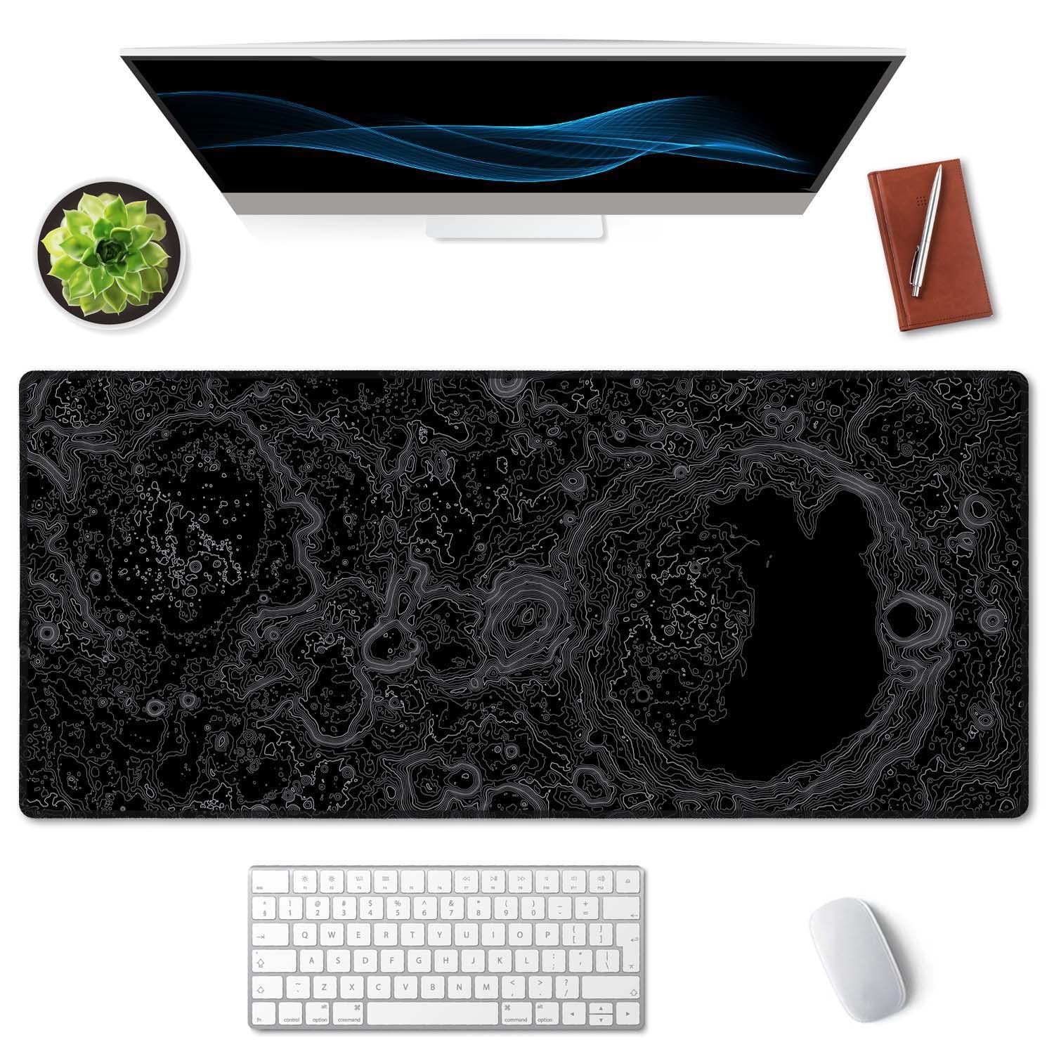 SSOIU Moon Topographic Map Extended Mouse Pad, XXL Gaming Mouse Pads, Large Big Mousepad Laptop