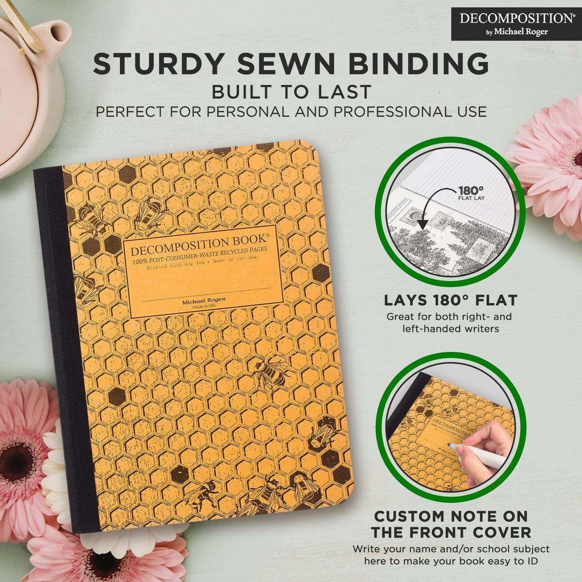 Decomposition Honeycomb College Ruled Composition Notebook - 9.75 x 7.5 Journal with 160 Lined
