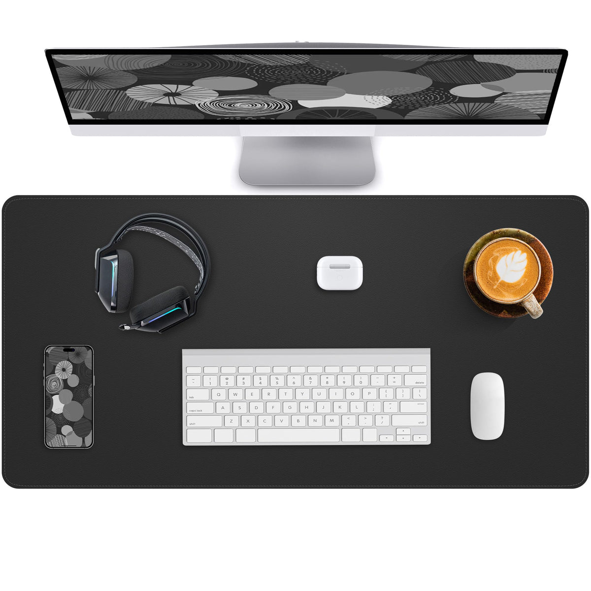 Leather Desk Pad Protector,Office Desk Mat,Large Mouse Pad, Non-Slip PU Leather Desk Blotter,Desk