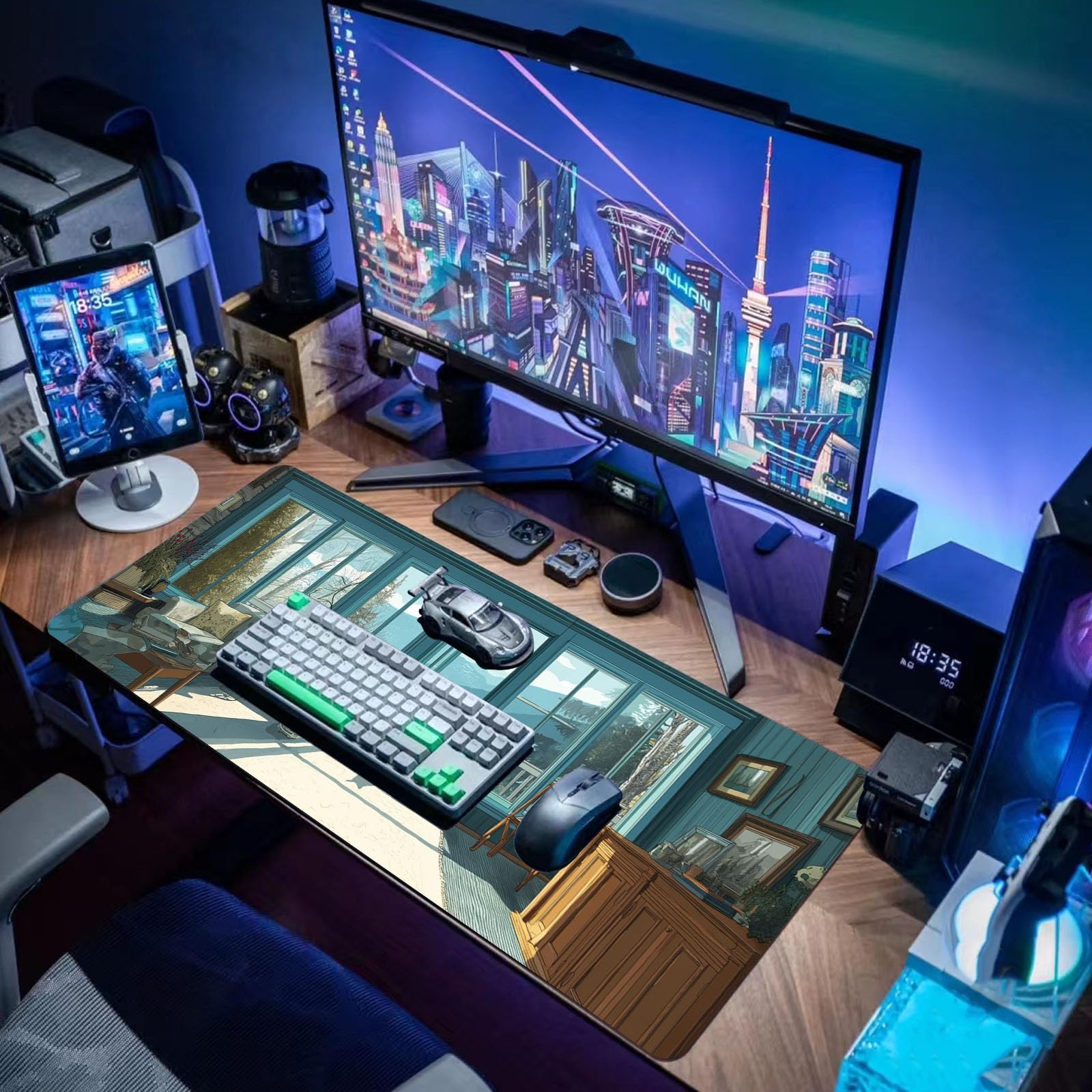 Desk Mat Mouse Pad Gaming Desk Pad XL Large Mouse Mat Office Decor Accessories (Blue C)