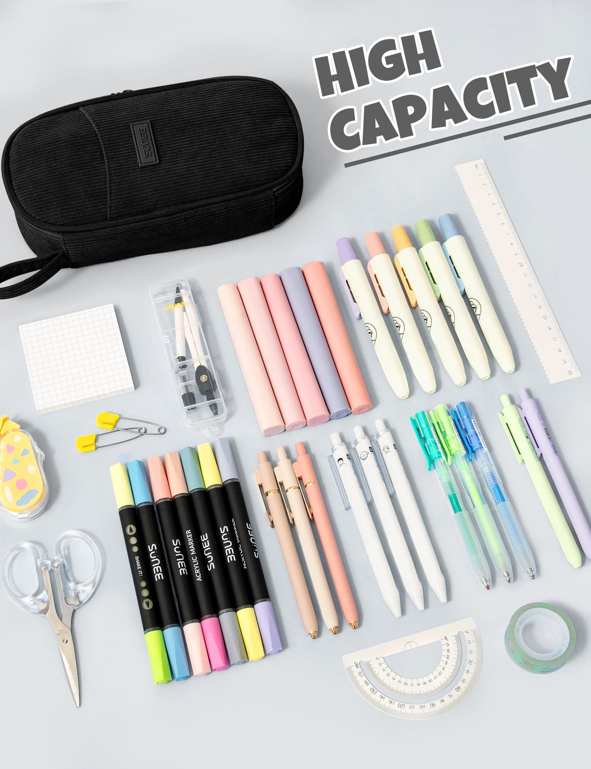 SUNEE Cute Pencil Case, Large Pencil Pouch, Soft Corduroy Aesthetic Big Pencil Bag with Zipper