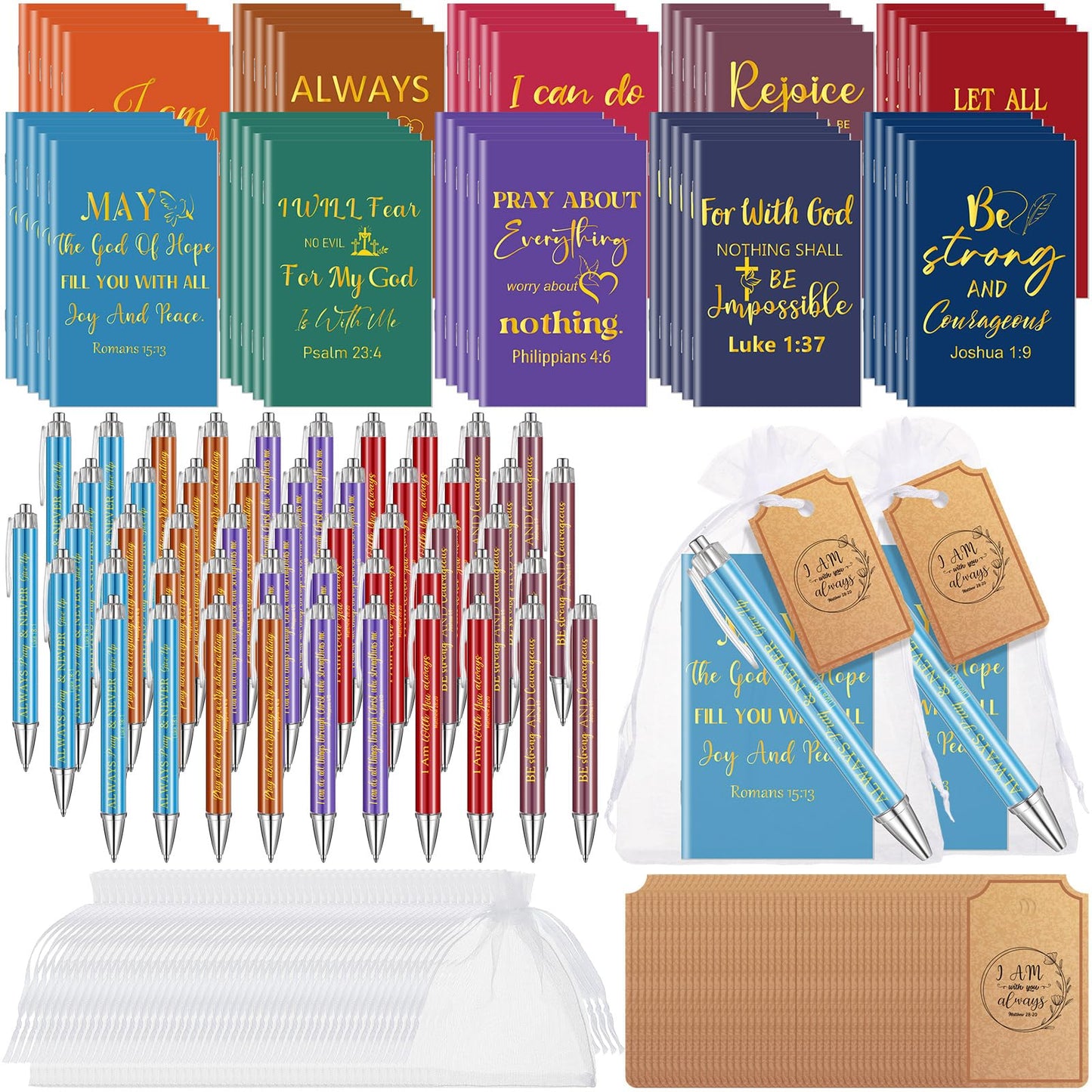 Qeeenar 200 Pcs Christian Gift Bulk Set Bible Verse, Colorful, Novel
