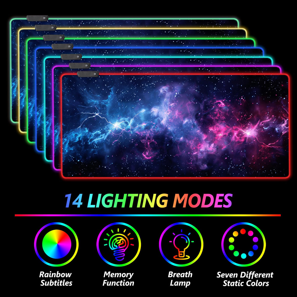 AIMSA LED Gaming Mouse Pad RGB, Large Mouse Pad with 14 Light Modes, Keyboard Mousepad Led Extended
