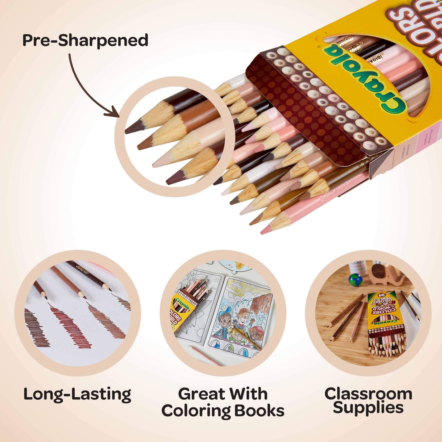 Crayola Colors of the World Bulk Colored Pencil Set - 6 Packs (24ct), Teacher Classroom Must Haves