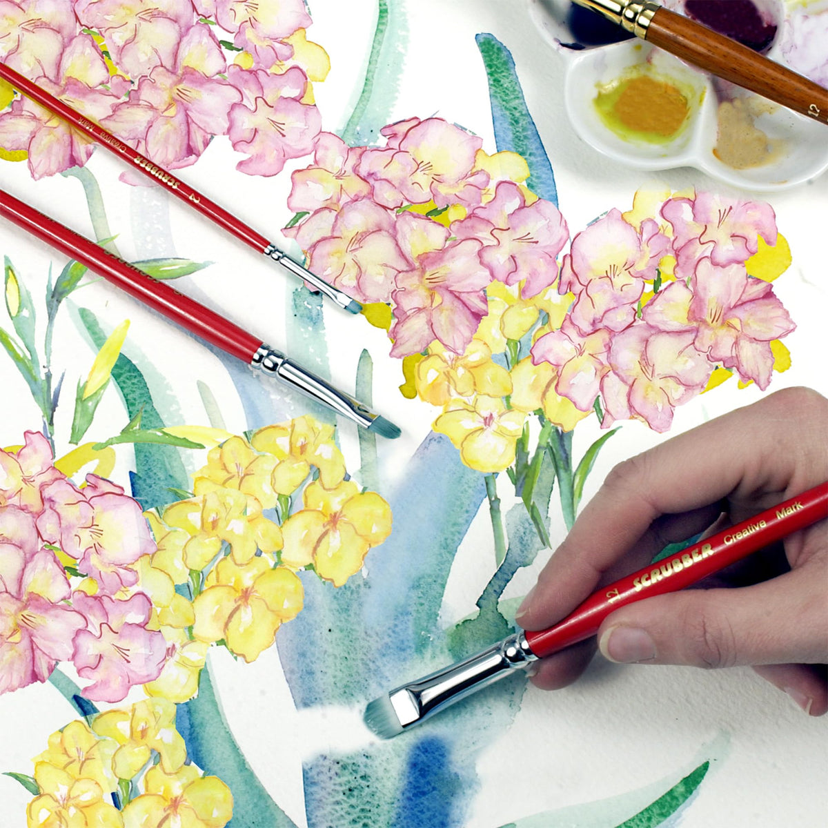 Creative Mark Scrubber Watercolor Brushes - Professional Watercolor Brushes for Scrubbing
