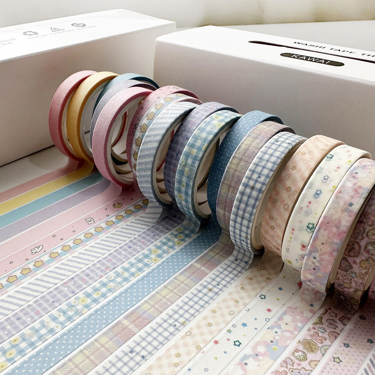 YUBX Vintage Washi Tape Set 20 Rolls Skinny Retro Decorative Antique Patterns Masking Tapes for