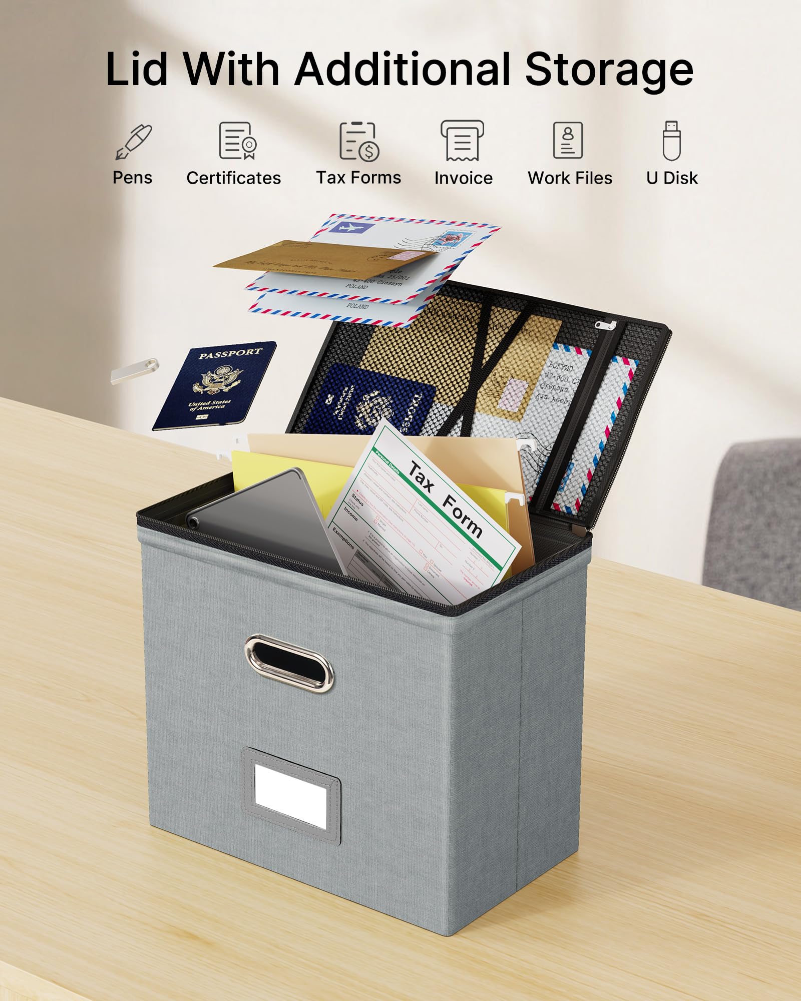 Oterri File Box Small 1-Pack Mesh Pockets Hanging Organizer for Letter-Size