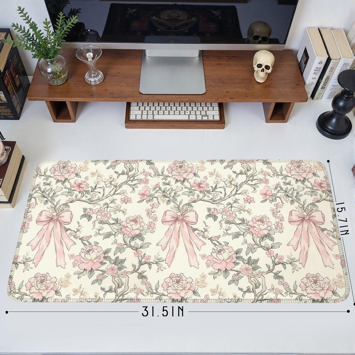Nasdalgias Floral Desk Mat Vintage Chinoiserie Large Mouse Pad Coquette Aesthetic Office Decor