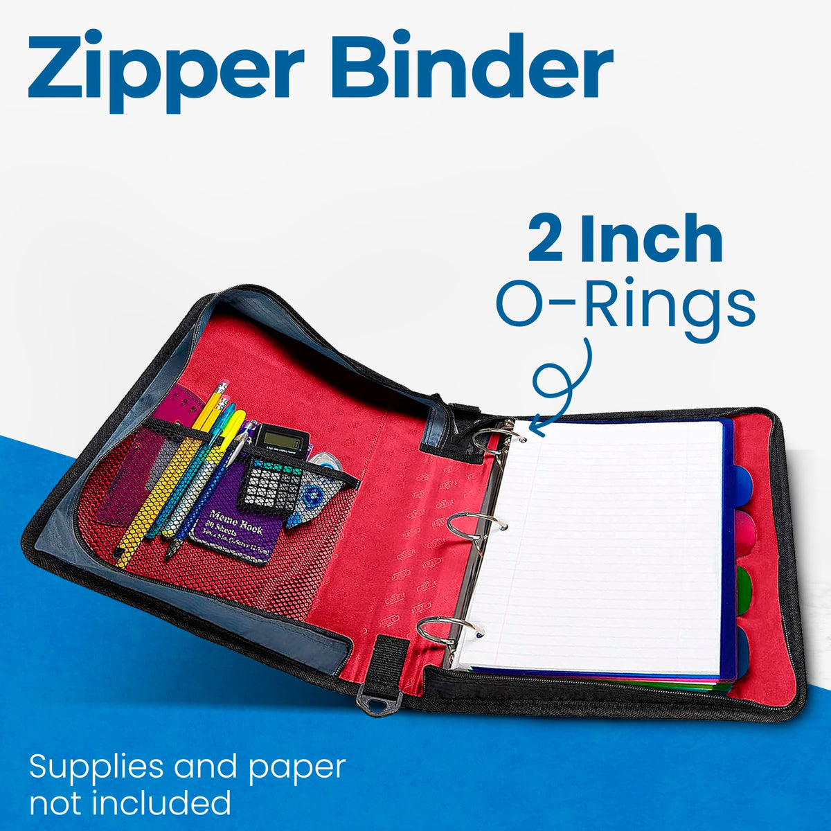 Case-it Zipper Binder | 2-Inch O-Rings | 350-Sheet | D-251 Fire Engine Red