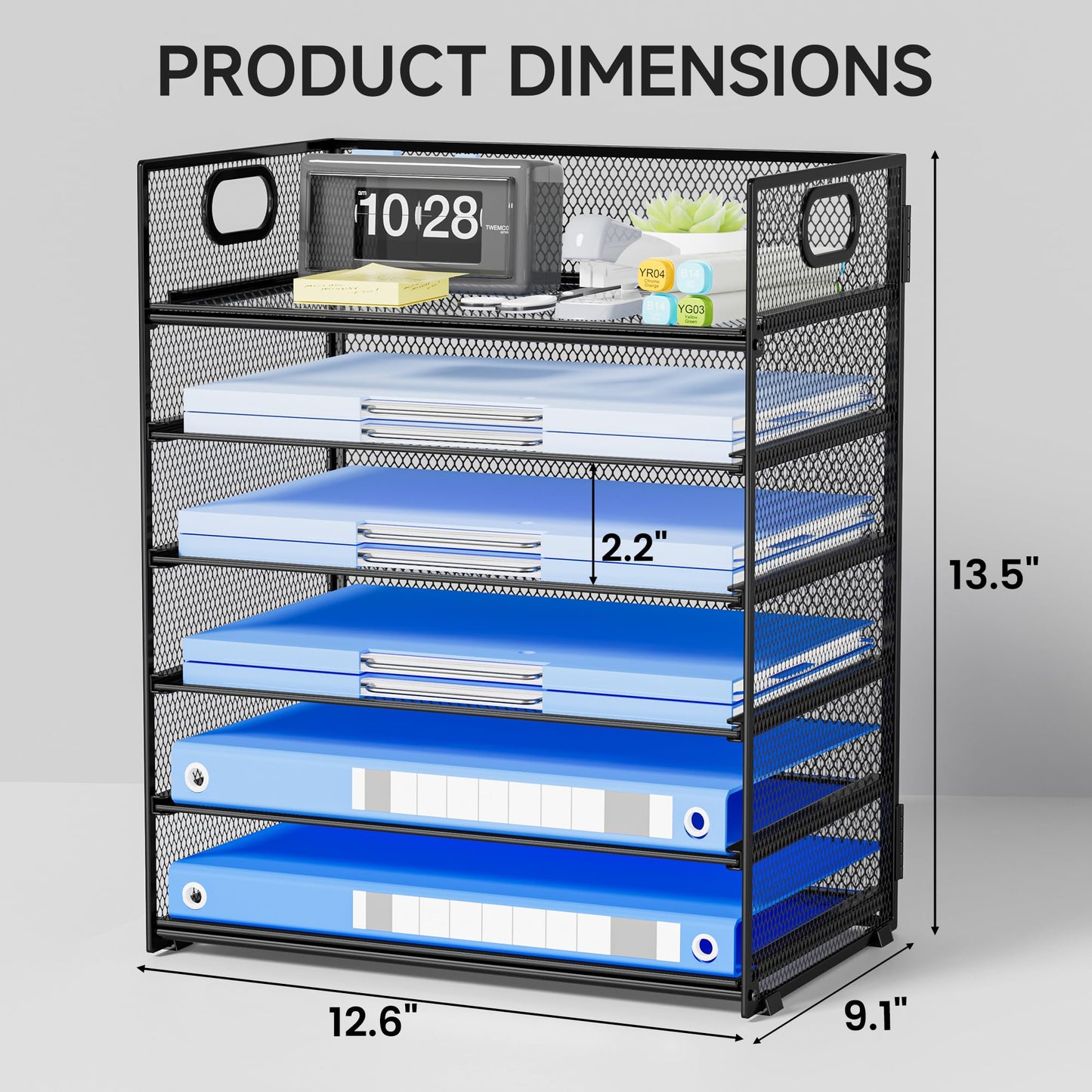 Kinkota 6-Tier Paper Organizer for Desk with Handle