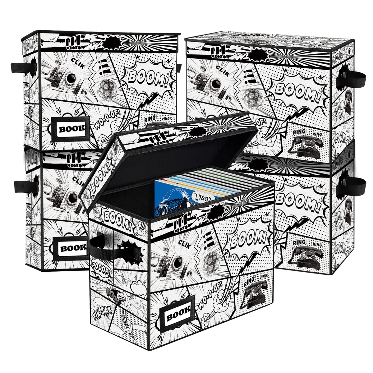 YNSZAS 5 Pack Collection Comic Book Storage Boxes, Protector Organizer 15.8" X 7.8" X 11.8"