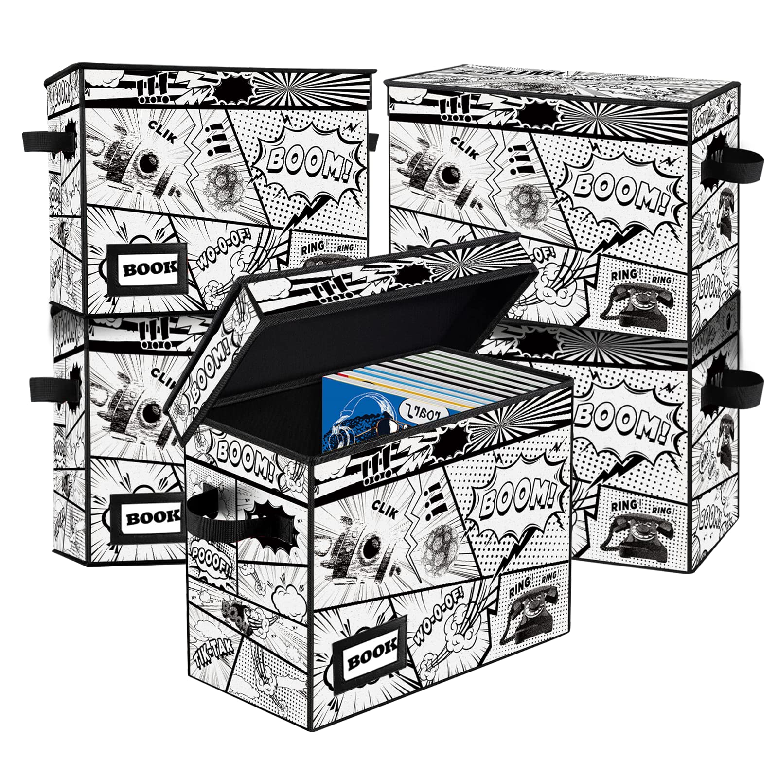 YNSZAS 5 Pack Collection Comic Book Storage Boxes, Protector Organizer 15.8" X 7.8" X 11.8"